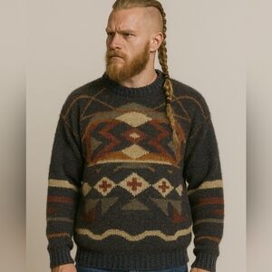 Vintage Etchings Wool Sweater Size L Southwestern Pattern Geometic 90s